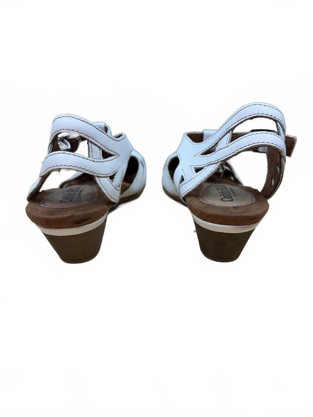 Cobb Hill White Leather Strappy Block Heel Sandals - Picture 5 of 8